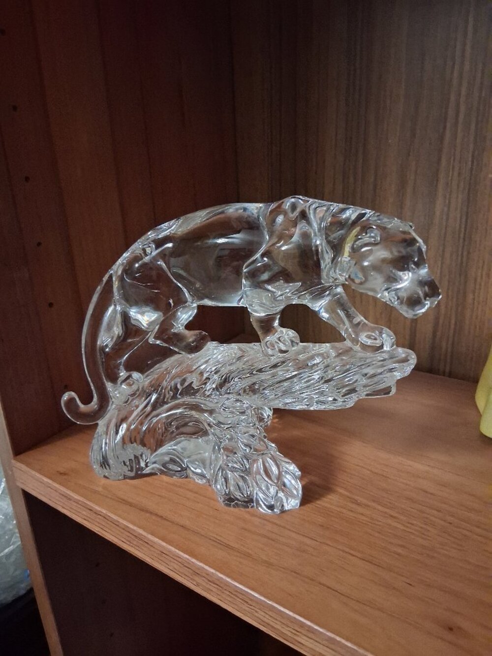 Princess House Lead Crystal Clear Jaguar Wild Mountain Lion Figurine Germany 5"